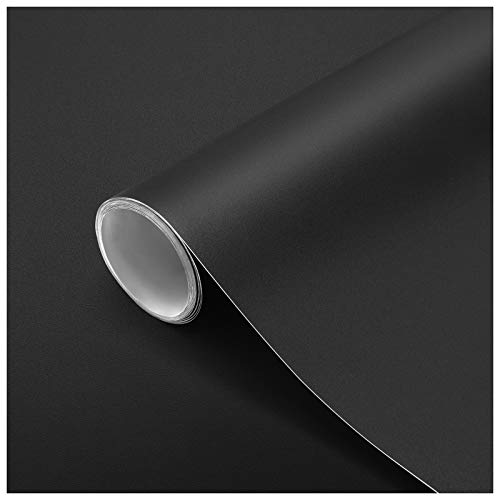 Papel Adhesivo Vinilo para Muebles Pared Cocina Papel Pintado Autoadhesivo de PVC para Vinilos Decorativos Mate Negro 61 x 500 cm