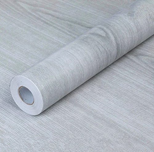 Papel de contacto autoadhesivo de PVC de WDragon, color gris, diseño de madera, para mostrador, muebles, armarios, estante de armario, papel pintado, 45 cm x 249 cm