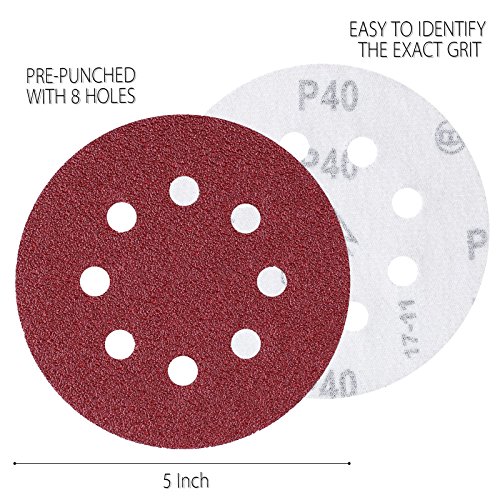 Papel de Lija de 80 Piezas 40, 80, 120, 240, 320, 400, 600, 800 Granos Surtidos 120mm LANHU Papeles de Lija Abrasivos con 8 Agujeros, Velcro Durable para Lijadora Excéntrica, Seco, Cambio Rápido Papel de Lija de 80 Piezas 40, 80, 120, 240, 320, 400, 600, 800 Granos Surtidos 120mm LANHU Papeles de Lija Abrasivos con 8 Agujeros, Velcro Durable para Lijadora Excéntrica, Seco, Cambio Rápido