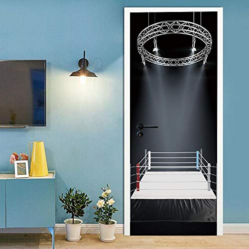 Papel Pintado Puerta Infantil 88x200cm Ring de boxeo Puerta Pegatinas Mural Etiqueta de Puerta Foto 3D Door Sticker Wallpaper Desmontable Sticker Poster DIY Art Decoration