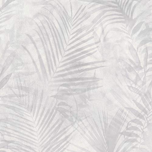 Papel pintado tnt palmeras beige gris blanco 374115 37411-5 A.S. Création Neue Bude 2.0 Edition 2 | beige/gris/blanco | Rollo (10,05 x 0,53 m) = 5,33 m²