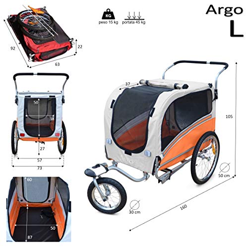 Papilioshop Argo Remolque Bici y Silla de Paseo para Perro Mascota (Anaranjado L) Papilioshop Argo Remolque Bici y Silla de Paseo para Perro Mascota (Anaranjado L)