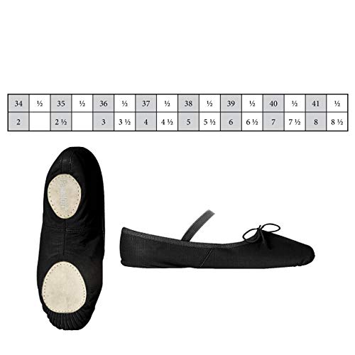Papillon Zapatillas de ballet para niños y adultos, ballet con banda de goma, lino, suela dividida de ante, color Negro, talla 40.5 EU Papillon Zapatillas de ballet para niños y adultos, ballet con banda de goma, lino, suela dividida de ante, color Negro, talla 40.5 EU