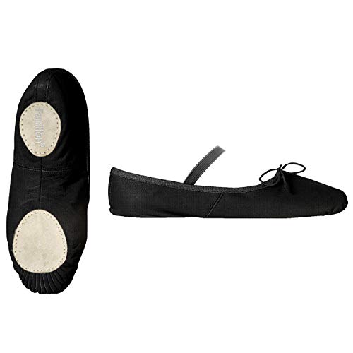 Papillon Zapatillas de ballet para niños y adultos, ballet con banda de goma, lino, suela dividida de ante, color Negro, talla 40.5 EU