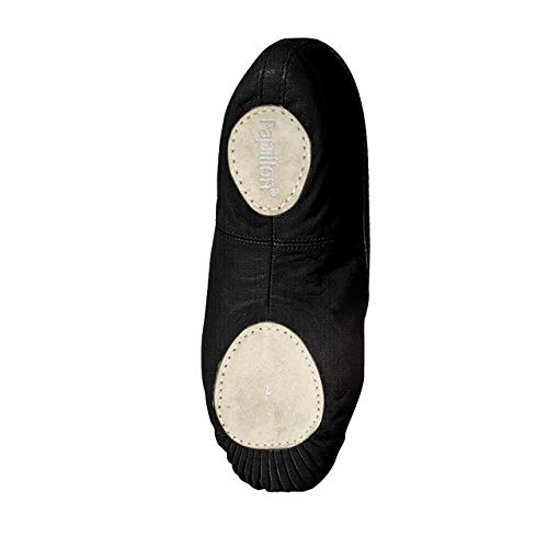 Papillon Zapatillas de ballet para niños y adultos, ballet con banda de goma, lino, suela dividida de ante, color Negro, talla 40.5 EU