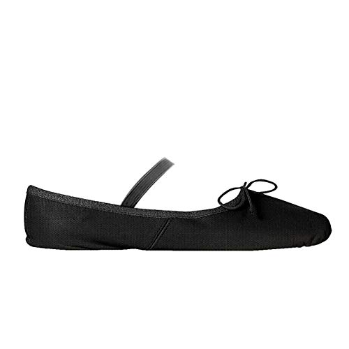 Papillon Zapatillas de ballet para niños y adultos, ballet con banda de goma, lino, suela dividida de ante, color Negro, talla 40.5 EU