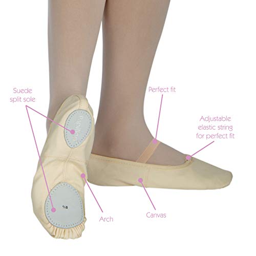 Papillon Zapatillas de Ballet para niños y Adultos, Ballet con Banda de Goma, Lino, Suela Dividida de Ante, Color Rosa, Talla 40 EU