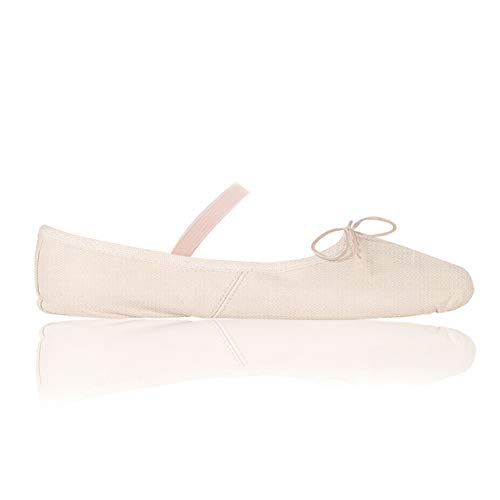 Papillon Zapatillas de Ballet para niños y Adultos, Ballet con Banda de Goma, Lino, Suela Dividida de Ante, Color Rosa, Talla 40 EU