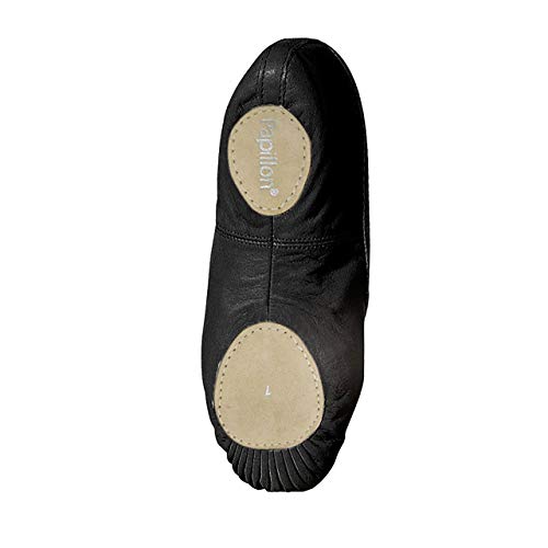 Papillon - Zapatillas de ballet para niños y adultos, con banda de goma, piel, suela dividida de ante, color Negro, talla 37 EU Papillon - Zapatillas de ballet para niños y adultos, con banda de goma, piel, suela dividida de ante, color Negro, talla 37 EU