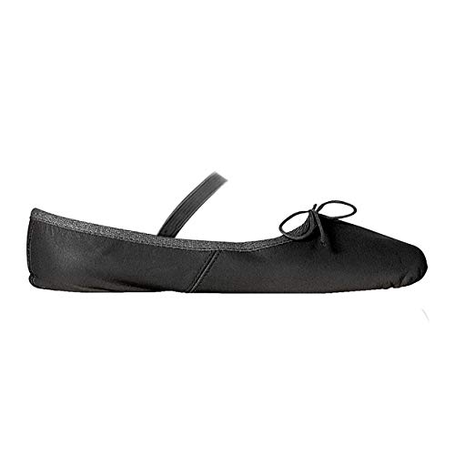 Papillon - Zapatillas de ballet para niños y adultos, con banda de goma, piel, suela dividida de ante, color Negro, talla 37 EU