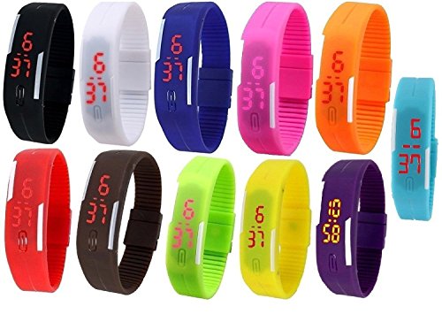 Pappi-Haunt Pack de 11 Relojes unisex con banda LED digital, artículos de regalo para niños, cumpleaños, fiesta Pappi-Haunt Pack de 11 Relojes unisex con banda LED digital, artículos de regalo para niños, cumpleaños, fiesta