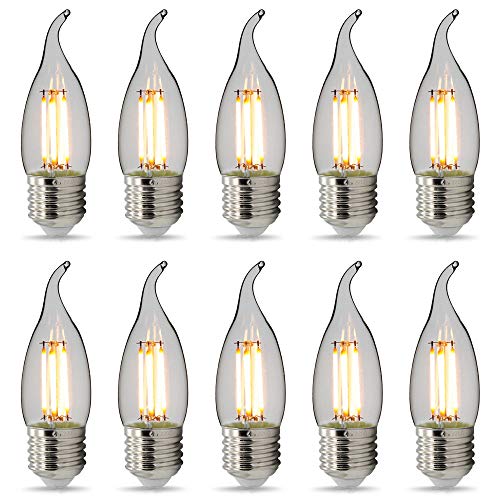 Paquete de 10 bombillas LED TIANFAN C35/G45 de filamento LED de vela de 220 V/240 V 4 W Bombilla Edison (C35 Tail E27) Paquete de 10 bombillas LED TIANFAN C35/G45 de filamento LED de vela de 220 V/240 V 4 W Bombilla Edison (C35 Tail E27)