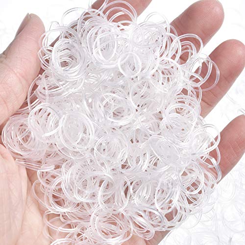 Paquete de 1000 Mini Gomas de Pelo Bandas Elásticas Suaves para Pelo de Niños, Trenzas, Peinado de Boda y Más (Transparente)