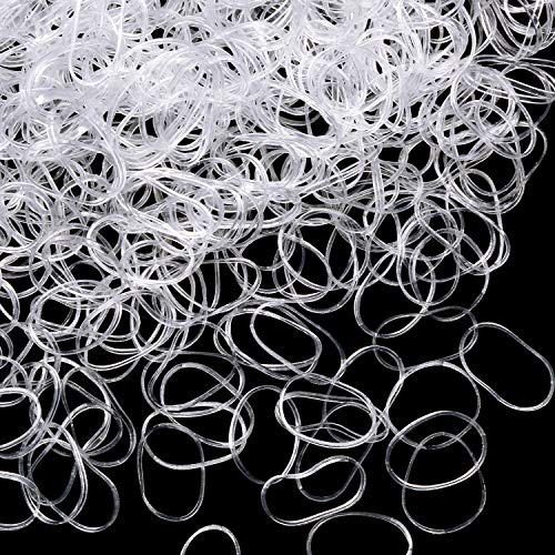 Paquete de 1000 Mini Gomas de Pelo Bandas Elásticas Suaves para Pelo de Niños, Trenzas, Peinado de Boda y Más (Transparente)