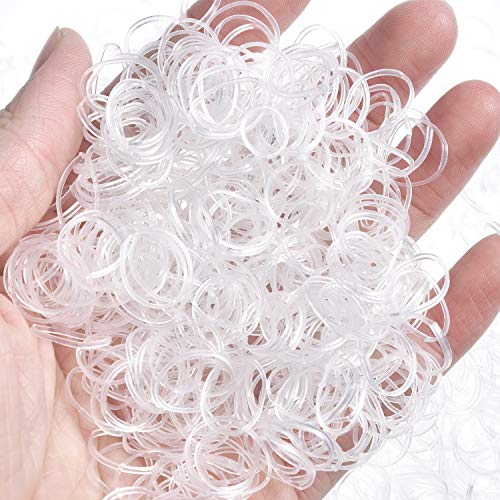 Paquete de 2000 mini bandas de goma suaves elásticas para el pelo de los niños, pequeñas rastas, peinados de boda y más (transparente)