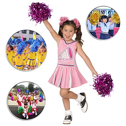 Paquete de 24 pompones de animadora, 1 docena de asas de papel metálico de aluminio para animadoras pompones para niños, baile, deportes, entrenadores de juego, vestido de fiesta (rojo) Paquete de 24 pompones de animadora, 1 docena de asas de papel metálico de aluminio para animadoras pompones para niños, baile, deportes, entrenadores de juego, vestido de fiesta (rojo)