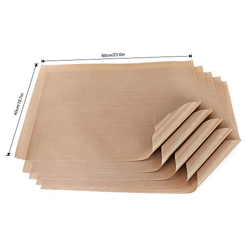 Paquete de 5 hojas de teflón de PTFE para transferencia de prensa de calor antiadherentes de 40,6 x 60,9 cm (40,6 x 60,9 cm) Paquete de 5 hojas de teflón de PTFE para transferencia de prensa de calor antiadherentes de 40,6 x 60,9 cm (40,6 x 60,9 cm)