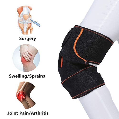 Paquete de frío de gel de hielo para rodilla para rodilla reutilizable con correa - Perfecto para cirugía de reemplazo, hinchazón, alivio del dolor articular, artritis y más - 7"x 8,5"