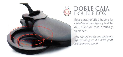 Par castañuelas Fibra negra concierto doble caja Castañuelas del SUR.funda INCLUIDA (Nº4)