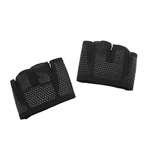 Par de guantes de silicona antideslizantes para levantamiento de pesas, cuatro dedos, unisex, ligeros, para gimnasia, remo, entrenamiento, color negro, talla L