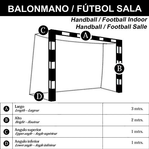 PAR DE Redes Balonmano - FÚTBOL Sala Serie Entrenamiento. 3 mm (2 Unidades)