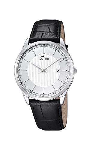 para Hombre de Loto Reloj Infantil de Cuarzo con Esfera analógica Blanca y Negro Correa de Piel 10124/2