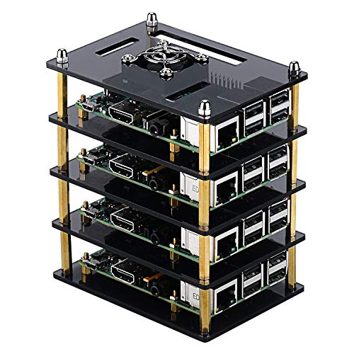 para Raspberry Pi 4 Model B,Raspberry Pi 3 B + Caja con Ventilador de refrigeración y disipador de Calor, Caja de acrílico de 4 Capas Caja apilable Cluster Caja para Raspberry Pi 3/2 Modelo B para Raspberry Pi 4 Model B,Raspberry Pi 3 B + Caja con Ventilador de refrigeración y disipador de Calor, Caja de acrílico de 4 Capas Caja apilable Cluster Caja para Raspberry Pi 3/2 Modelo B