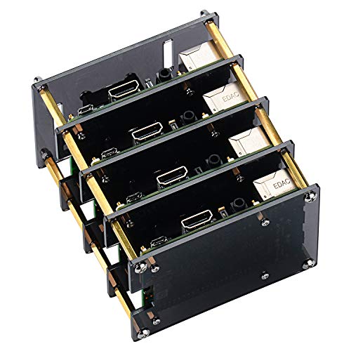 para Raspberry Pi 4 Model B,Raspberry Pi 3 B + Caja con Ventilador de refrigeración y disipador de Calor, Caja de acrílico de 4 Capas Caja apilable Cluster Caja para Raspberry Pi 3/2 Modelo B para Raspberry Pi 4 Model B,Raspberry Pi 3 B + Caja con Ventilador de refrigeración y disipador de Calor, Caja de acrílico de 4 Capas Caja apilable Cluster Caja para Raspberry Pi 3/2 Modelo B