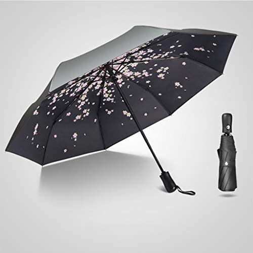 Paraguas de viaje a prueba de viento Paraguas plegable automático de doble capa compacto Plegado automático de apertura / cierre Sombrilla portátil ligera Con 99% de protección UV Con bolsa de almacen