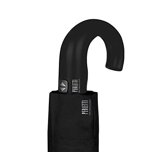 Paraguas Golf Plegable Negro Hombre con Mango Curvado - Grande Compacto Liso - Ligero y Antiviento de Fibra de Vidrio - Abre y Cierra Automatico - PFC Free - Ø 118 cm - Perletti Technology (Negro) Paraguas Golf Plegable Negro Hombre con Mango Curvado - Grande Compacto Liso - Ligero y Antiviento de Fibra de Vidrio - Abre y Cierra Automatico - PFC Free - Ø 118 cm - Perletti Technology (Negro)