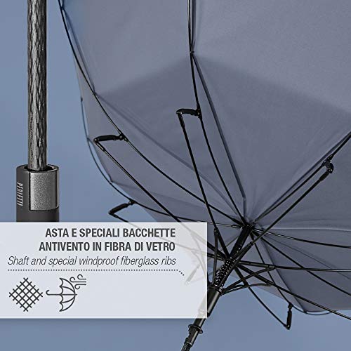 Paraguas Hombre Golf Negro - Paraguas Largo Clasico Elegante Antiviento Ultra Resistente y Grande - Tela Monocolor Repelente al Agua - PFC Free - Diámetro 120 - Apertura Automática - Perletti (Negro) Paraguas Hombre Golf Negro - Paraguas Largo Clasico Elegante Antiviento Ultra Resistente y Grande - Tela Monocolor Repelente al Agua - PFC Free - Diámetro 120 - Apertura Automática - Perletti (Negro)