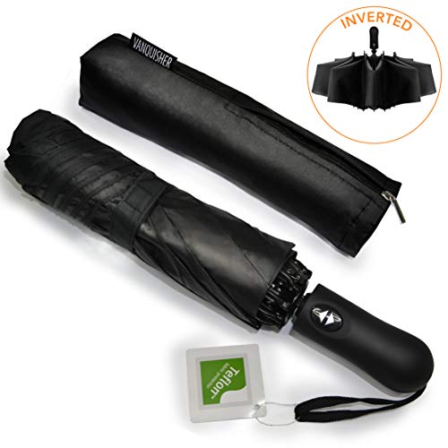 Paraguas Invertido Plegable y Automático con Teflon™ y Protección UV | Paraguas Reversible Antiviento para Mujer y Hombre | Paraguas Negro Vanquisher con Mango Ergonómico y Sistema Cierra Fácil Paraguas Invertido Plegable y Automático con Teflon™ y Protección UV | Paraguas Reversible Antiviento para Mujer y Hombre | Paraguas Negro Vanquisher con Mango Ergonómico y Sistema Cierra Fácil