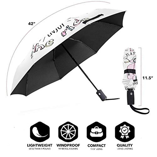 Paraguas Plegable Automático Impermeable Scooter Life Is Journey,Paraguas De Viaje Compacto A Prueba De Viento, Folding Umbrella, Dosel Reforzado, Mango Ergonómico