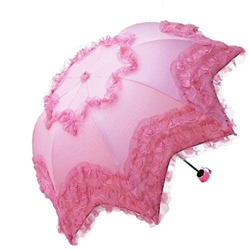 Paraguas Plegable Portátil Princesa de Moda de Encaje Paraguas Paraguas saltados Vinilo UV Paraguas de Sol Creativo