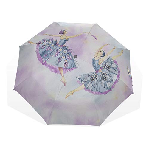 Paraguas Plegado Bailarina Linda Bailar 3 Paraguas Plegables de Arte (impresión Exterior Paraguas Plegables para Lluvia niña Paraguas de Lluvia Paraguas Compacto Sol