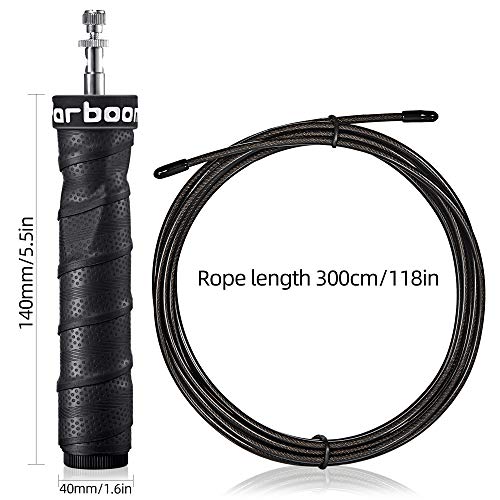 Parboom Cuerda de saltar premium con asas antideslizantes, incluye 2 cuerdas de acero ajustables para boxeo, MMA, funcional, núcleo, entrenamiento deportivo y más Parboom Cuerda de saltar premium con asas antideslizantes, incluye 2 cuerdas de acero ajustables para boxeo, MMA, funcional, núcleo, entrenamiento deportivo y más