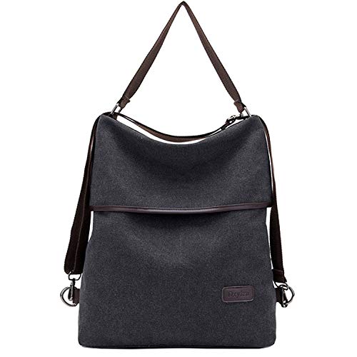 Parnerme Mujeres Bolsa de Lona Bolsos Bandolera Mujer Casual Mochilas Multifuncional la lona de los Totalizador del Bolso Hobos y Bolsos de Hombro Negro