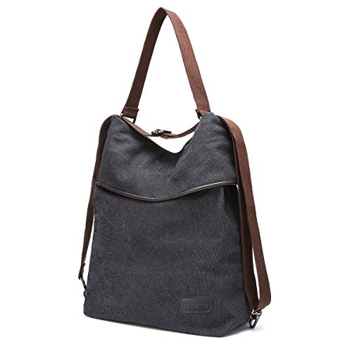 Parnerme Mujeres Bolsa de Lona Bolsos Bandolera Mujer Casual Mochilas Multifuncional la lona de los Totalizador del Bolso Hobos y Bolsos de Hombro Negro