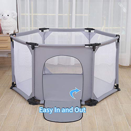 Parque Infantil de 6 Paneles, Portátil, Lavable, Con Malla Transpirable Para Bebés, Recién Nacidos, Interiores y Exteriores Marrón marrón (gris) Parque Infantil de 6 Paneles, Portátil, Lavable, Con Malla Transpirable Para Bebés, Recién Nacidos, Interiores y Exteriores Marrón marrón (gris)