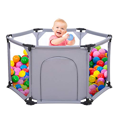 Parque Infantil de 6 Paneles, Portátil, Lavable, Con Malla Transpirable Para Bebés, Recién Nacidos, Interiores y Exteriores Marrón marrón (gris) Parque Infantil de 6 Paneles, Portátil, Lavable, Con Malla Transpirable Para Bebés, Recién Nacidos, Interiores y Exteriores Marrón marrón (gris)