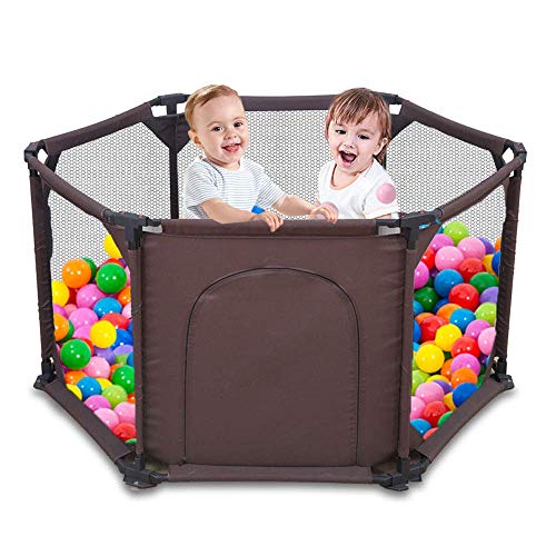Parque Infantil de 6 Paneles, Portátil, Lavable, Con Malla Transpirable Para Bebés, Recién Nacidos, Interiores y Exteriores Marrón marrón (marrón) Parque Infantil de 6 Paneles, Portátil, Lavable, Con Malla Transpirable Para Bebés, Recién Nacidos, Interiores y Exteriores Marrón marrón (marrón)