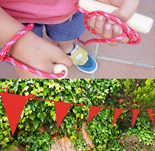 Partituki Pack de 20 Cuerdas para Saltar. Combas con Mango de Madera y una Guirnalda de 10 m. Ideal para Juegos al Aire Libre y Detalles de Cumpleaños Infantiles.