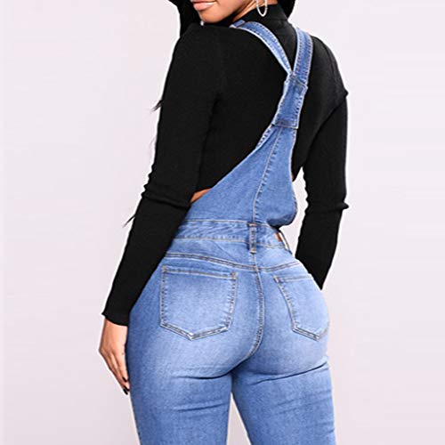 PARVAL Mujeres Correa de Mono Hombro de Verano para Mujer Peto Vaquero Mono de Jeans Cortos Mono Chaquetas de Traje Casual, Mono de Denim Recto y Ajustado con Bolsillos