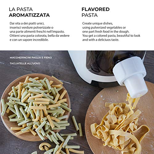 Pastaio | Máquina para pasta fresca y para masas. Pasta Maker, hasta 800 g de pasta por ciclo, peso automático, 7 plantillas incluidas para 10 tipos de pasta, 180 W