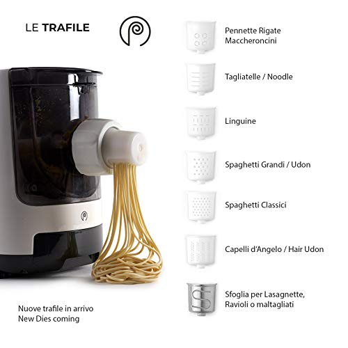 Pastaio | Máquina para pasta fresca y para masas. Pasta Maker, hasta 800 g de pasta por ciclo, peso automático, 7 plantillas incluidas para 10 tipos de pasta, 180 W