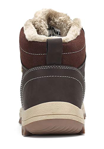 Pastaza Hombre Mujer Botas de Nieve Senderismo Impermeables Deportes Trekking Zapatos Invierno Forro Piel Sneakers Marrón,45EU