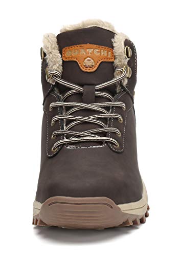 Pastaza Hombre Mujer Botas de Nieve Senderismo Impermeables Deportes Trekking Zapatos Invierno Forro Piel Sneakers Marrón,45EU
