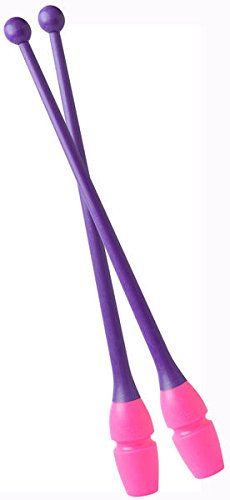 Pastorelli Clubes de gimnasia rítmica conectables, mod. MASHA - 45,20 cm Bicolor (Lilac-Rosa)