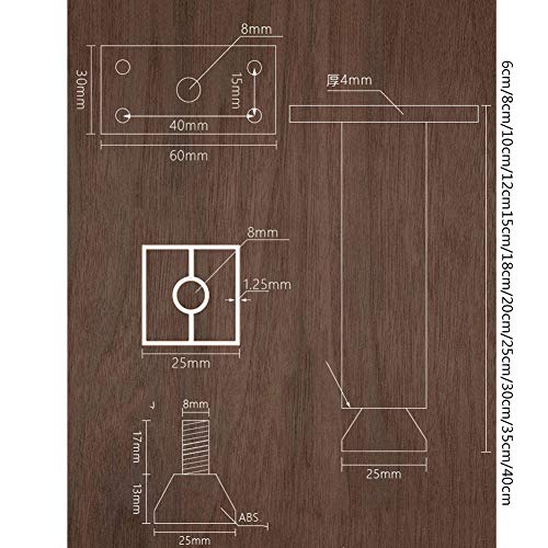 Patas de los muebles del gabinete pie de apoyo Gabinete Mueble de baño Pies patas de la mesa ajustable de la cama de la viga de refuerzo de cama pata de apoyo Pies, (de una pieza),35cm