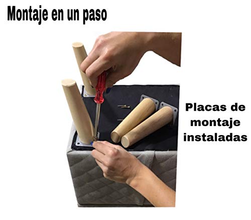 patas para muebles de madera. Patas inclinadas cónicas con placa de montaje ya instalada patas de madera para sofas mesitas armarios 15 cm alto